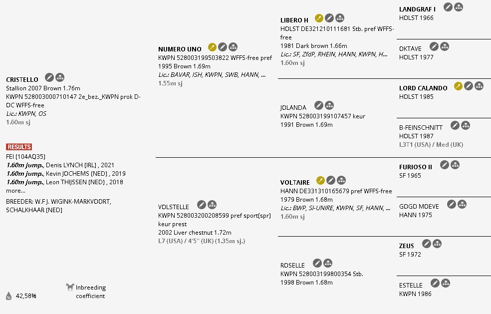 The pedigree of Cristello 
